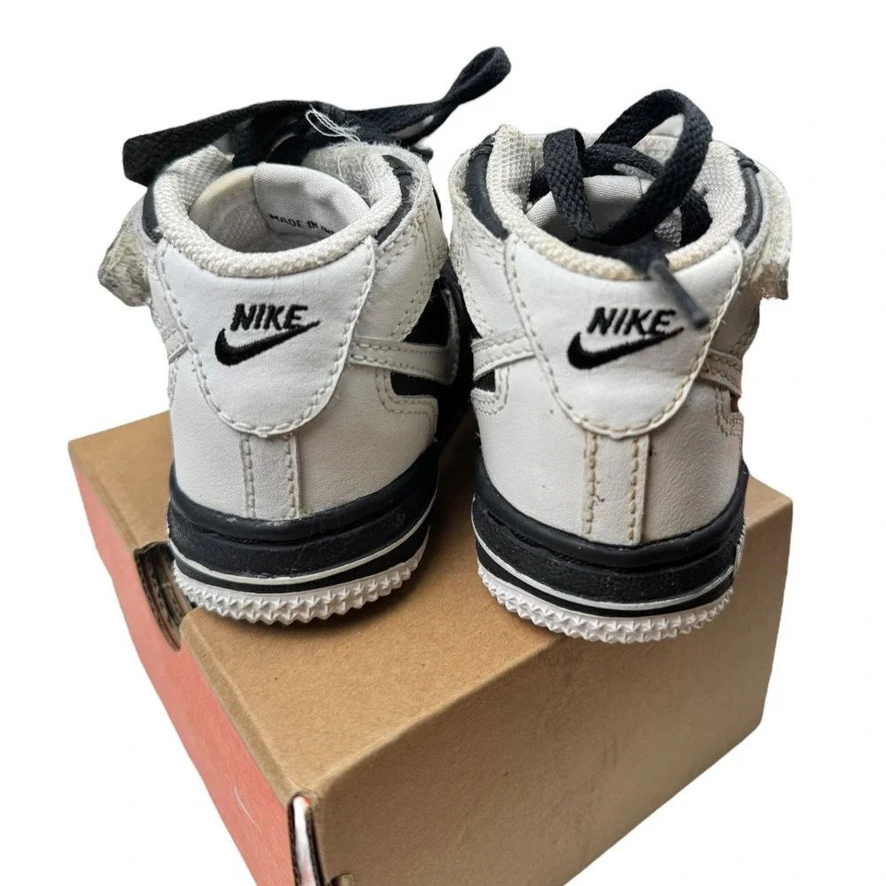 Nike Force 1 Mid TD Toddler Shoes‎ Black White Sneakers Size 4C Baby SU